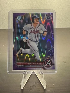 2022 Bowman Chrome Luke Waddell Purple Ray Wave Refractor 1st Braves /250 - Picture 1 of 2