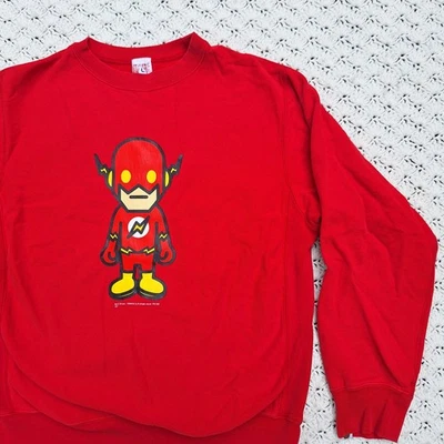 A Bathing Ape Bape 2007 DC Comics The Flash Crewneck Sweatshirt Red - Medium - Image 1 of 4