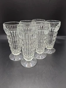 Jeanette Glass Clear Ribbed Ripple Juice/Sundae Glasses set of 6 - Picture 1 of 7