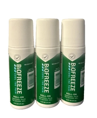3 Pack BIOFREEZE Roll-On Menthol Pain Relief Exp 12/2027 2.5 Fl Oz Each - Image 1 of 2