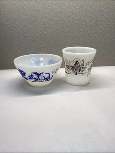 Vintage Fire King Davy Crockett Bowl & Coffee Mug in Very Good Condition - Picture 1 of 11