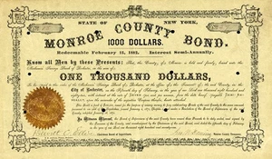 1871 Monroe County Bond Certificate - Picture 1 of 1