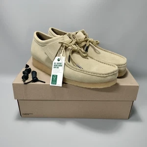 Clarks Originals Wallabee Maple Suede Beige Leather Crepe Sole Shoes Mens Sz 12M - Picture 1 of 9