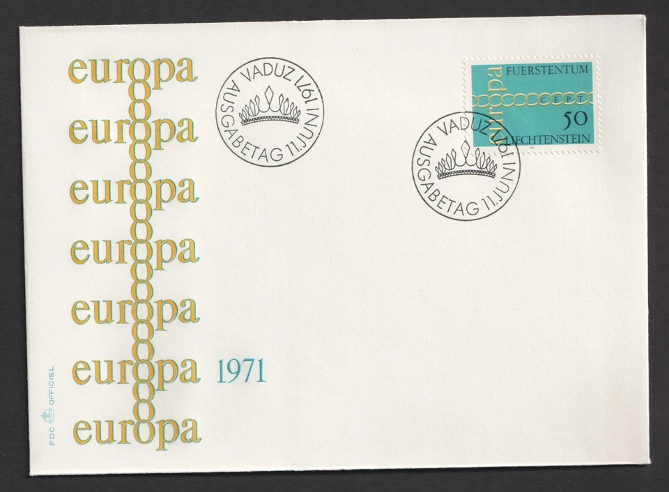 1971 Liechtenstein Europa FDC. Vaduz First Day Cover — 第 1/1 张图片