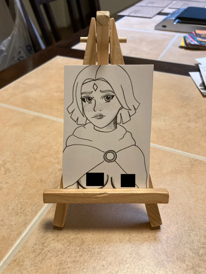 ACEO Original Art Card ATC Pinup girl Teen Titans Raven #1 - Image 1 of 1