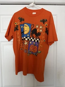 Vintage 90s Halloween Abstract T-shirt Wet Paint single stitch - Picture 1 of 11