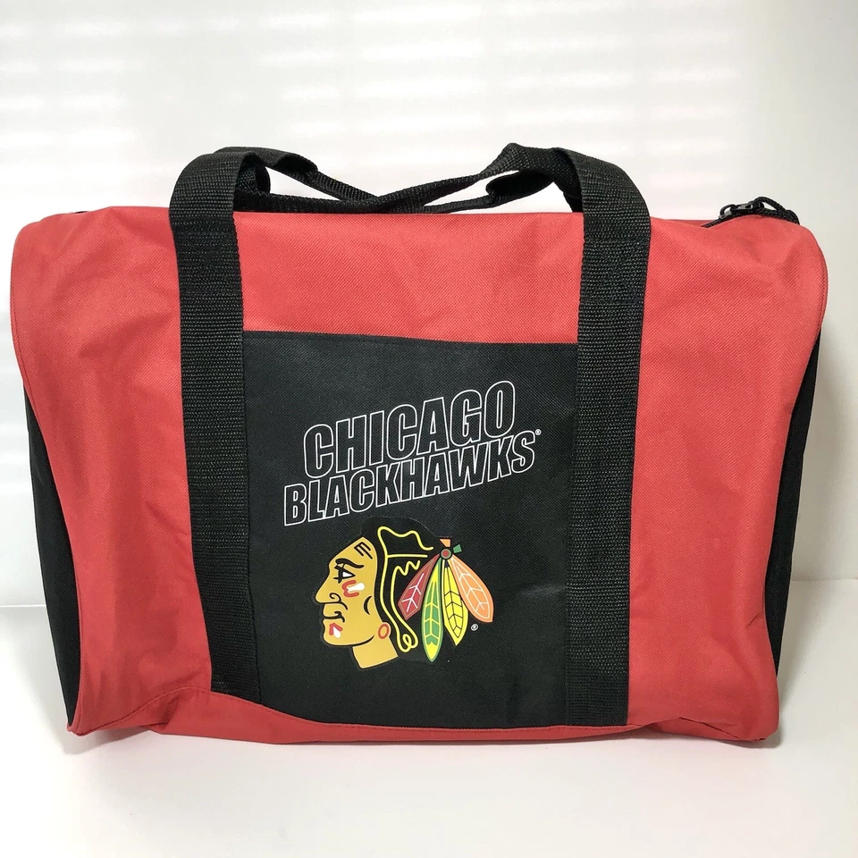 Bolso de Lona Chicago BlackHawks NHL Negro Llevar Gimnasio Viaje Cremallera Equipaje Paquete Y2K Foto 1 de 4