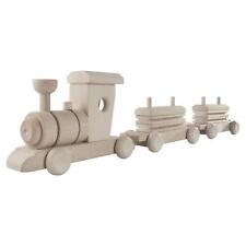 Wooden Railway Train Set Wood Blocks Carriage Beechwood Vehicle Decorate Craft