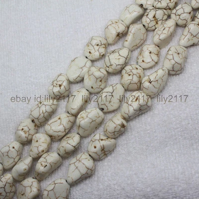 Grano de piedras preciosas turquesa blanca natural de 10-14 mm irregular hágalo usted mismo cuentas sueltas de 15" AAA Foto 1 de 4