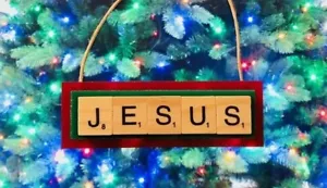 Jesus Christmas Ornament Scrabble Tiles Religious Church Bible Angel - Picture 1 of 3