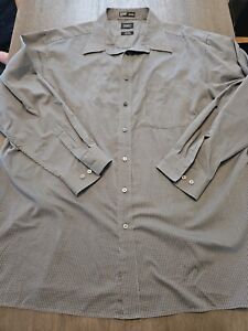 Haggar Men's Grey Checkered Long Sleeve Dress Shirt Size 2XLT