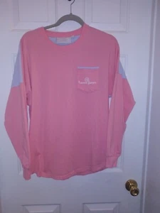 Lauren James donna piccola manica lunga rosa gingham check accenti logo tasca - Foto 1 di 13