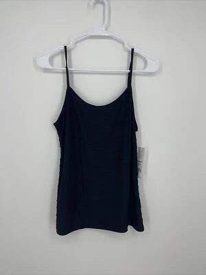 Camiseta sin mangas ELLE negra vieira a rayas ajustable con correa de espagueti talla M • Nueva con etiquetas Foto 1 de 3