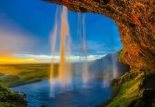 Waterfall River Iceland Nature Landscape  HD POSTER 