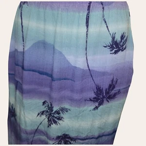 Southern Lady Flowy Tropical Blue Palms Skirt Sz 8 Rayon Beach Travel Pockets - Picture 1 of 5