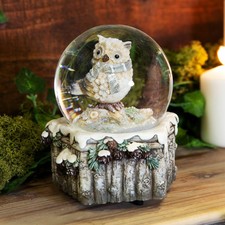 Christmas Owl Snowglobe Musical Decoration Ornament