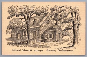 Boceto postal firmado por artista de Christ Church Dover DE Delaware MacNeill G14 - Imagen 1 de 2