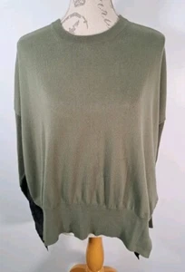 MAISON MARGIELA MM6 Green Wool Bi-Material Contrast Draped Back Top Womens Small - Picture 1 of 23