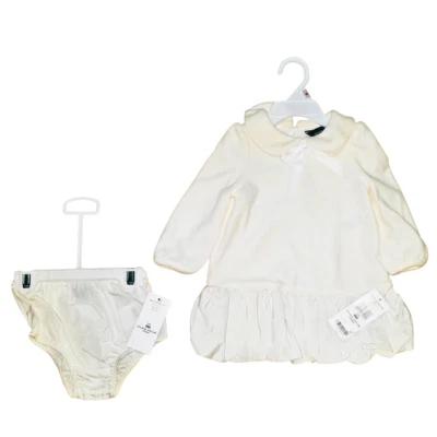 Ralph Lauren Dress & Bloomers Set Baby Girl's 9M (19-22 Pounds) Antique Cream - Image 1 of 4