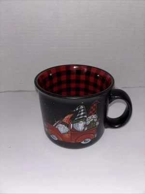 薄荷和松木圣诞精灵侏儒大号陶瓷咖啡杯-全新 — 第 1/4 张图片