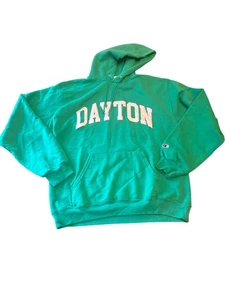 Dayton University Green Pink Hoodie Sweatshirt Champion Greek Medium - Picture 1 of 5