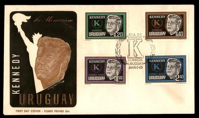 Mayfairstamps Уругвай FDC 1965 Джон Ф. Кеннеди комбо статуя Свободы первый день Cov - Изображение 1 из 2