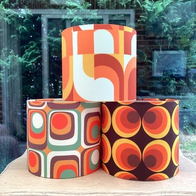 LAMPSHADES OF ELLIE Lampshade West German MCM Retro Mid Century 60s 70s Lamp Shade Orange Brown