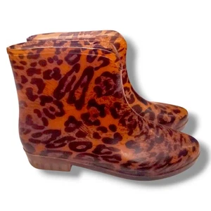 Animal Print modische Stiefeletten Gummi Regen Stiefel Größe 39 8,5 M rutschfester Gummi Absatz - Bild 1 von 7