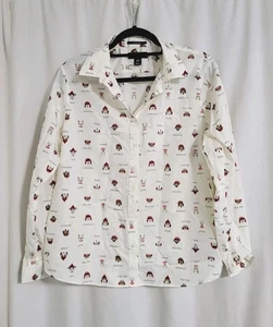 Lands End Holiday Abotonada Talla 12P Perros En Sombreros Navidad Invierno  - Imagen 1 de 9