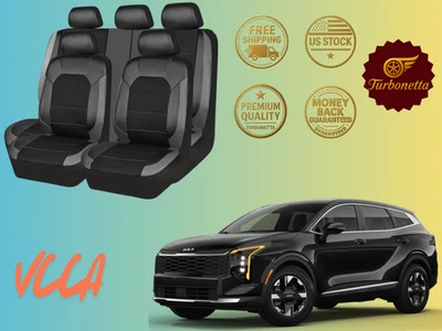 Kit completo de funda de asiento de coche para todos Kia Soft Touch negro de lujo Foto 1 de 4