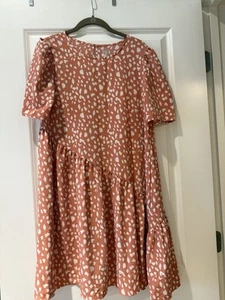 Wonder Nation Girls Size 18 Dress/coral With White Dots/short Sleeve - Picture 1 of 5