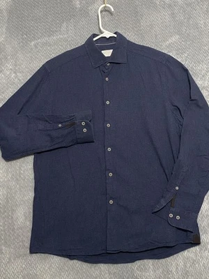 Jack Victor Shirt Mens Large Blue Textured Long Sleeve Button Front Casual - image 1 of 4