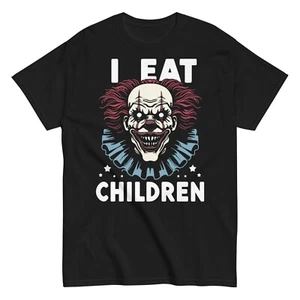 Scary Clown Horror Movie Men's Cotton T-Shirt I Eat Children Tee - Picture 1 of 8