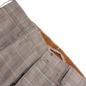 Incotex NWT Chinos / Casual Pants Size 44 (US 28) Tapered Fit in Brown Plaid - Picture 1 of 15