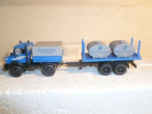 Kibri Malteser Weissbier, Unimog mit Anhänger, (Fertig gebaut), H0, 1:87, - Bild 1 von 8