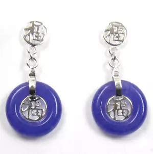 PENDIENTES POSTES DE LAVANDA JADE PLATA 925 FORTUNA - Imagen 1 de 2