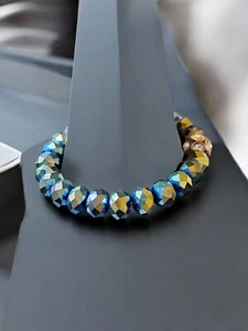Modern VINTAGE Bracelet Silver Diamante Shambala Faceted Beads Aurora Borealis. - Picture 1 of 14