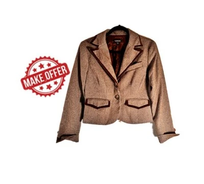 Bebe Brocade Wool Blend Fitted Military Style Blazer Jacket | Size 8 | S / XS - Image 1 of 4