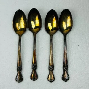 Vintage Old Company Plate Set of 4 Spoons B Monogram - Imagen 1 de 6