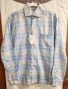 Peter Millar Summer Soft Blue Plaid Sport Button Shirt - Small Brand New - $148 - Picture 1 of 4