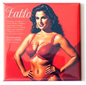 Reggiseno donna in pizzo rosso FRIDGE MAGNET pubblicità moda ispanica latina - Foto 1 di 3