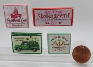 Dollhouse Miniature Wood Wall Sign / Picture Valentines Day, St Patricks, Easter - Picture 1 of 5
