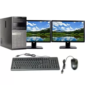 Dell OptiPlex 7010 Tower Intel i5 Desktop 8GB 1TB HD Dual 22in LCD Window 10 Pro - Picture 1 of 6