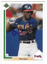 RON GANT 1991 UPPER DECK AUTOGRAPHED SIGNED # 361 ATLANTA BRAVES
