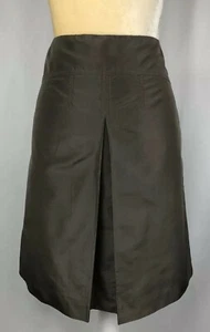 J. Crew Skirt A-Line 6 One Pleat 100% Silk Knee Length Career Taupe Brown - Picture 1 of 9