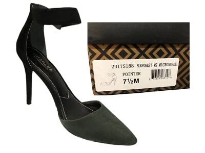 Zapatos de salón Black Forest Pointer Charles David micro gamuza correa al tobillo talla 7,5, usados en excelente estado Foto 1 de 4