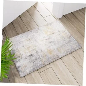 Area Rug, Indoor Door Mat with Non-Slip TPE Backing, 2'×3' Yellow & Gray - Picture 1 of 7