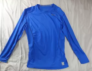 Nike Pro Combat Shirt Men's Medium Blue Dri Fit Fitted - Picture 1 of 8