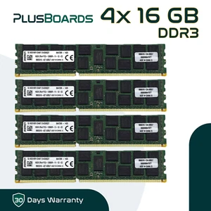 Kingston 4x 16GB = 64GB PC3-12800R DDR3 1600MHz RDIMM ECC 2Rx4 Servidor Memoria RAM - Imagen 1 de 5