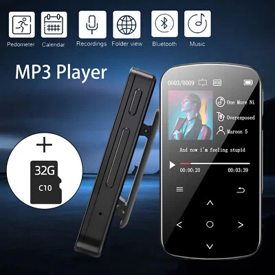MP3 Player HiFi 32GB Lossless Sound Bluetooth Clip Music Voice Recorder FM Radio - Image 1 of 4